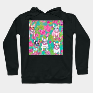 French bulldogs and roses preppy pattern Hoodie